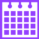 An icon for a Calendar in purple.